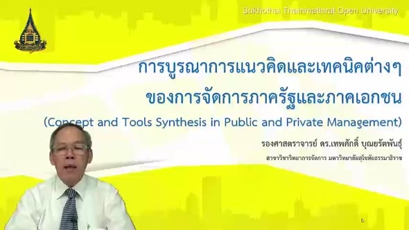 หน่วยที่ 9 การบูรณาการแนวคิดและเทคนิคต่างๆ การจัดการภาครัฐและภาคเอกชน (Concept and Tools Synthesis in Public and Private