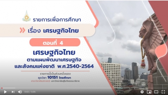 10151 หน่วย 4 ตอนที่ 4 เศรษฐกิจไทยตามแผนพัฒนาเศรษฐกิจและสังคมแห่งชาติ พ.ศ.2540-2564