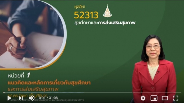 52313 หน่วยที่  1 แนวคิดและหลักการเกี่ยวกับสุขศึกษาและการส่งเสริมสุขภาพ