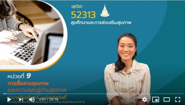 52313 หน่วยที่  9 การสื่อสารสุขภาพ และความรู้ด้านสุขภาพ