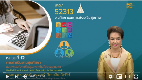 52313 หน่วยที่ 12 การดำเนินงานสุขศึกษา และการส่งเสริมสุขภาพในโรงพยาบาล