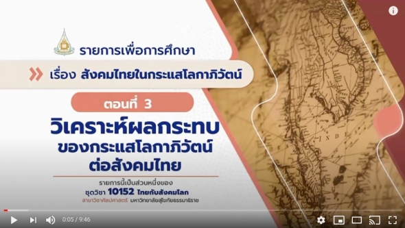 10152 โมดูล  2 ตอนที่ 3 วิเคราะห์ผลกระทบของกระแสโลกาภิวัตน์ต่อสังคมไทย
