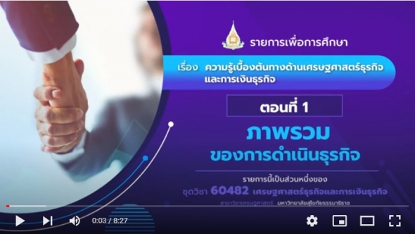 60482 รายการที่ 1 ตอนที่ 1 ภาพรวมของการดำเนินธุรกิจ