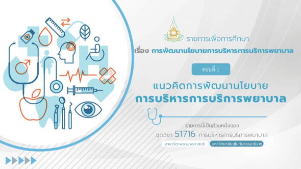 51716 รายการที่ 3 ตอนที่ 1 แนวคิดการพัฒนานโยบายการบริหารการบริการพยาบาล