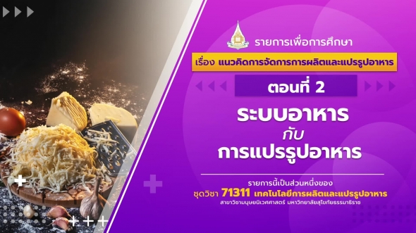 71311 รายการที่ 1 ตอนที่ 2 ระบบอาหารกับการแปรรูปอาหาร