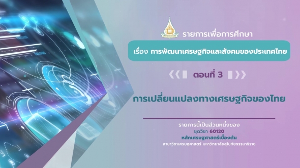 60120 รายการที่ 15 ตอนที่ 3 การเปลี่ยนแปลงทางเศรษฐกิจของไทย