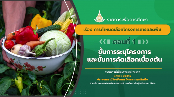 93442 รายการที่  7 ตอนที่ 1 ขั้นการระบุโครงการและขั้นการคัดเลือกเบื้องต้น