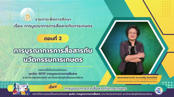 15717  รายการที่ 4 ตอนที่ 2 การบูรณาการการสื่อสารกับนวัตกรรมการเกษตร