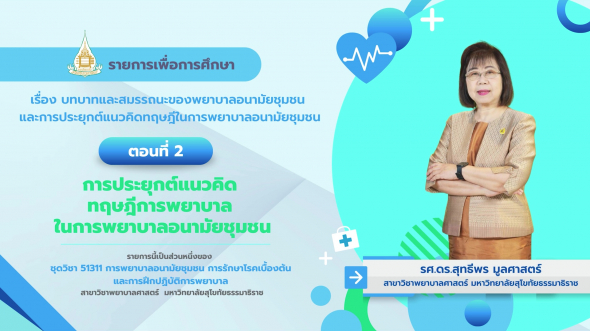 51311  รายการที่ 2 ตอนที่ 2 การประยุกต์แนวคิดทฤษฎีการพยาบาลในการพยาบาลอนามัยชุมชน
