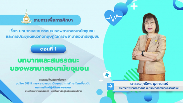 51311  รายการที่ 2 ตอนที่ 1 บทบาทและสมรรถนะของพยาบาลอนามัยชุมชน