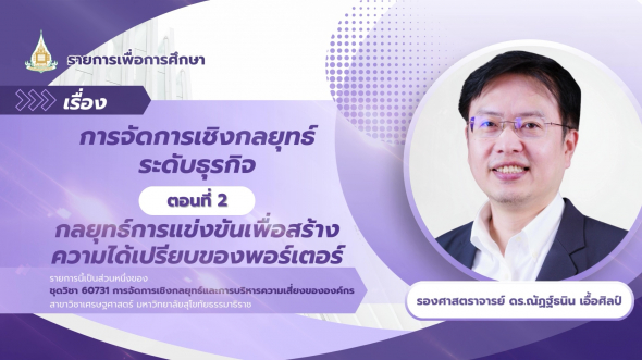 60731  รายการที่ 3 ตอนที่ 2 กลยุทธ์การแข่งขันเพื่อสร้างความได้เปรียบของพอร์เตอร์