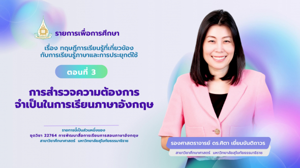 22764  รายการที่ 2 ตอนที่ 3 การสำรวจความต้องการจำเป็นในการเรียนภาษาอังกฤษ